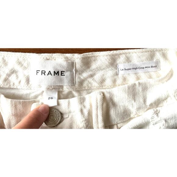 Frame White Distressed Jeans Denim Crop Boot Sz 26 - Picture 7 of 10
